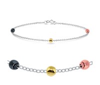 Mix Balls Silver Bracelet BRS-452 3 Tone